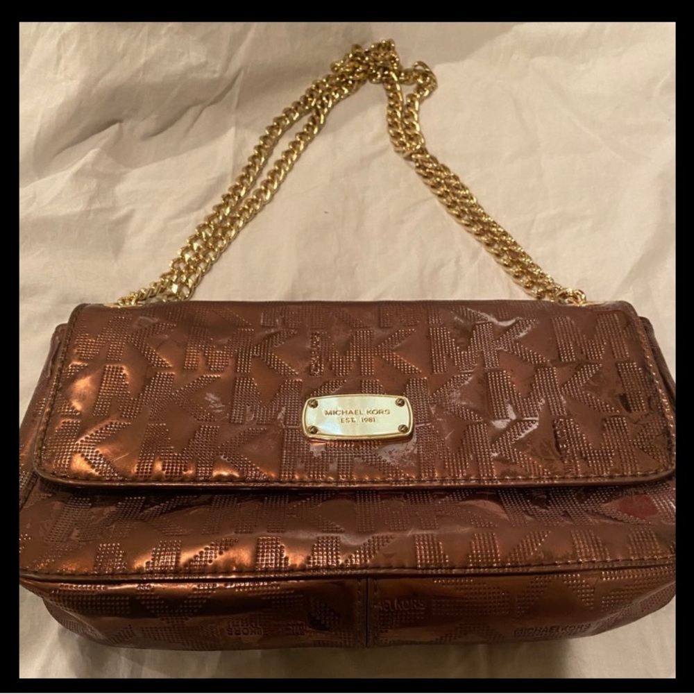 Hardly used Michael Kors brown metallic purse/crossbody